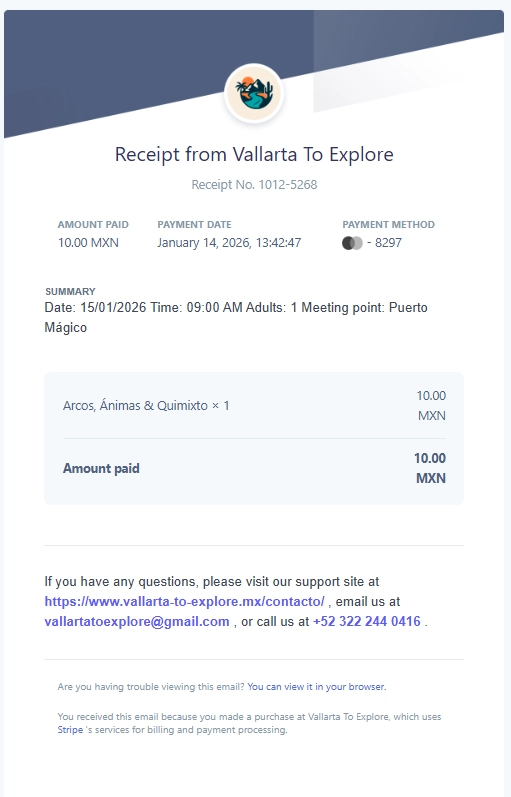 VTE - Official receipt example